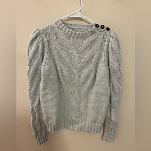 La Vie Rebecca Taylor Chevron Cable Knit Sweater, Light Blue, Size Small